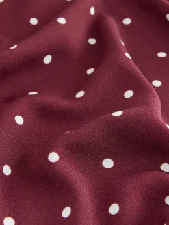Burgundy Red Polka Dot - Blouse met V-hals en lange mouwen*Next Outlet
