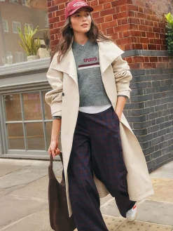 Burgundy Red/Navy Blue Check - Ruit Wijde pijpen Tailored Broeken*Next Hot