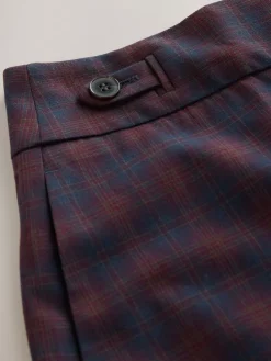 Burgundy Red/Navy Blue Check - Ruit Wijde pijpen Tailored Broeken*Next Hot