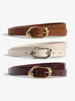 Burgundy, Tan & Cream - Skinny Belts 3 Pack*Lipsy Outlet