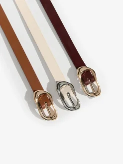 Burgundy, Tan & Cream - Skinny Belts 3 Pack*Lipsy Outlet