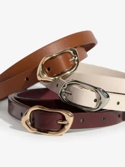 Burgundy, Tan & Cream - Skinny Belts 3 Pack*Lipsy Outlet
