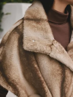 Camel - Faux Fur Tie Waisted Gilet*Next Outlet