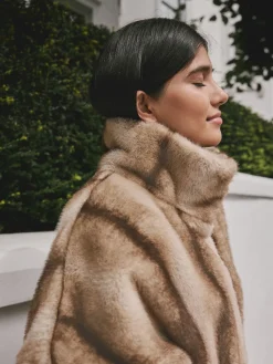 Camel - Faux Fur Tie Waisted Gilet*Next Outlet