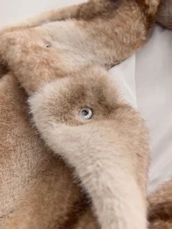 Camel - Faux Fur Tie Waisted Gilet*Next Outlet