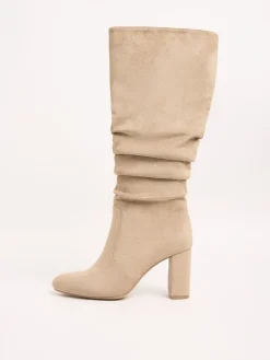 - Ruched Block Heel Knee High Long Faux Suede Boots*Friends Like These Best