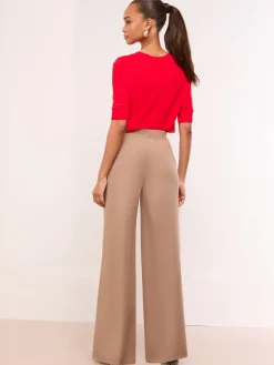 Camel - - Broek met wijde pijpen en hoge taille*Lipsy Hot