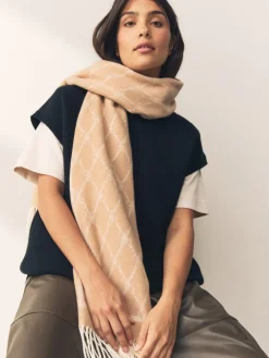 - Premium Made in Italy Jacquard Monogram 100% Wool Midweight Scarf*Next Online