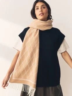 - Premium Made in Italy Jacquard Monogram 100% Wool Midweight Scarf*Next Online