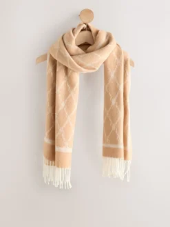 - Premium Made in Italy Jacquard Monogram 100% Wool Midweight Scarf*Next Online