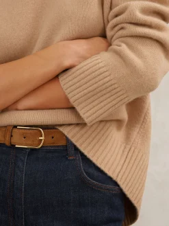 Camel - Ella wollen kasjmier trui met ronde hals*Reiss Sale