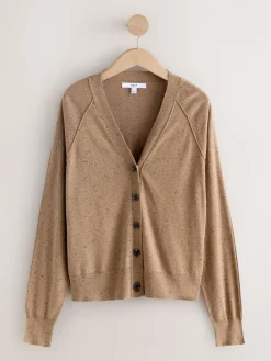 Camel Neppy - Soft Touch V-hals Katoenrijk Vest met Knopen*Next Online