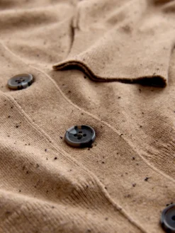 Camel Neppy - Soft Touch V-hals Katoenrijk Vest met Knopen*Next Online