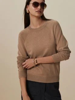 Camelbruin - Soft Touch Ronde hals Katoen Rijke Trui*Next Online