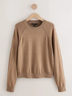 Camelbruin - Soft Touch Ronde hals Katoen Rijke Trui*Next Online
