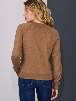 Camelbruine gemêleerd - Soft Touch Ronde hals Katoen Rijke Trui*Next Sale