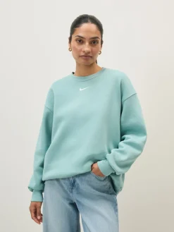 Cannon Blauw - - Oversized fleece sweatshirt met ronde hals*Nike