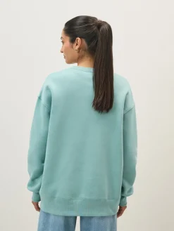 Cannon Blauw - - Oversized fleece sweatshirt met ronde hals*Nike