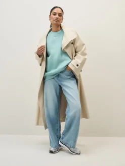 Cannon Blauw - - Oversized fleece sweatshirt met ronde hals*Nike