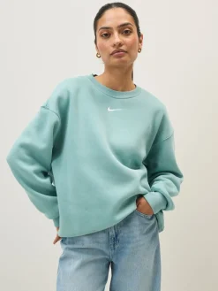 Cannon Blauw - - Oversized fleece sweatshirt met ronde hals*Nike
