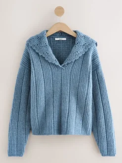 - Ribbed Knit Jumper With Crochet Sailor Collar*Next Best