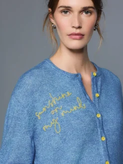 Chambray Blue Embellished - Gebreid vest met ronde hals*Next Best