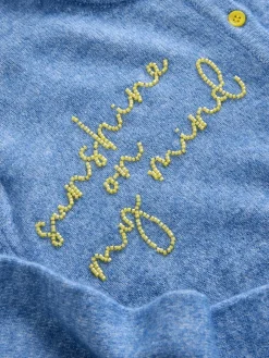 Chambray Blue Embellished - Gebreid vest met ronde hals*Next Best