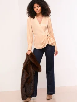 - Satin Hardware Detail Wrap Top*Lipsy Online