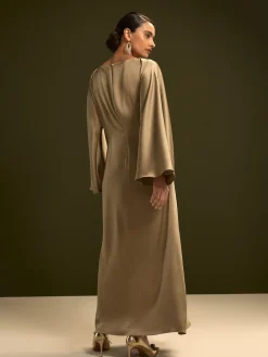 - Twist Front Long Sleeve Satin Maxi Dress*Next Clearance
