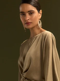 - Twist Front Long Sleeve Satin Maxi Dress*Next Clearance