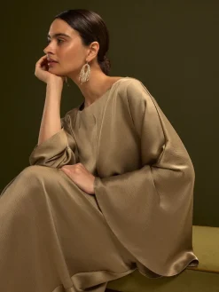 - Twist Front Long Sleeve Satin Maxi Dress*Next Clearance