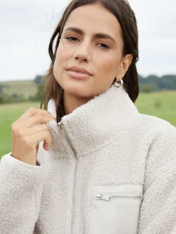 Champignon - borgfleece met korte rits*Threadbare