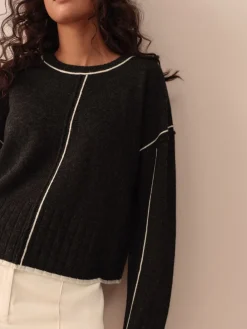 Charcoal Tipped - 100% N.Premium trui van lamswol met ronde hals*Next Online