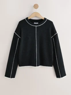 Charcoal Tipped - 100% N.Premium trui van lamswol met ronde hals*Next Online