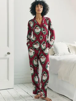 Christmas Jolly Santa Print Long Pyjamas Set*Chelsea Peers New