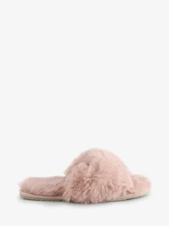 Faux Fur Cross-Over Slider Slippers*Chelsea Peers Online
