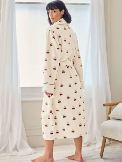 Fleece Cherry Print Long Dressing Gown*Chelsea Peers Best