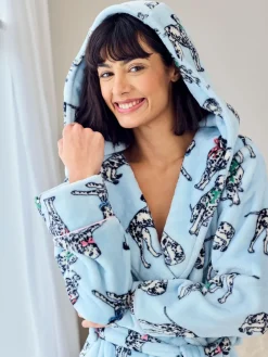 Fleece Dalmatian Dogs Print Dressing Gown*Chelsea Peers Outlet