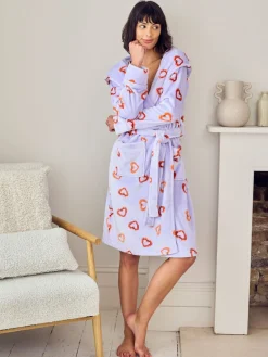 Fleece Shrimp Heart Print Dressing Gown*Chelsea Peers New