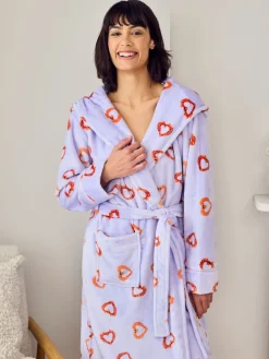 Fleece Shrimp Heart Print Dressing Gown*Chelsea Peers New