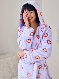 Fleece Shrimp Heart Print Dressing Gown*Chelsea Peers New
