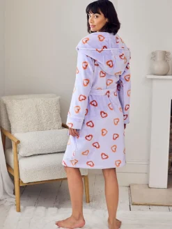 Fleece Shrimp Heart Print Dressing Gown*Chelsea Peers New