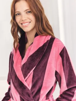 Fleece Stripe Dressing Gown*Chelsea Peers Clearance
