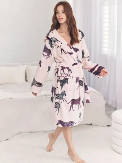 Fleece Zebra Print Dressing Gown*Chelsea Peers New