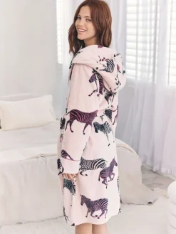 Fleece Zebra Print Dressing Gown*Chelsea Peers New