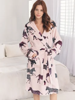 Fleece Zebra Print Dressing Gown*Chelsea Peers New