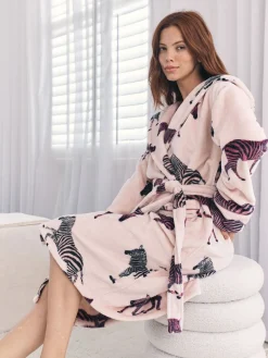 Fleece Zebra Print Dressing Gown*Chelsea Peers New