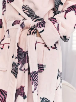 Fleece Zebra Print Dressing Gown*Chelsea Peers New
