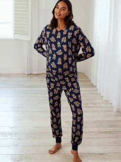Lange pyjamaset met cockapoo-print en ronde hals*Chelsea Peers Sale