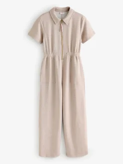 Luxe Comfort Scuba Short Sleeve Camel Jumpsuit*Chelsea Peers Hot